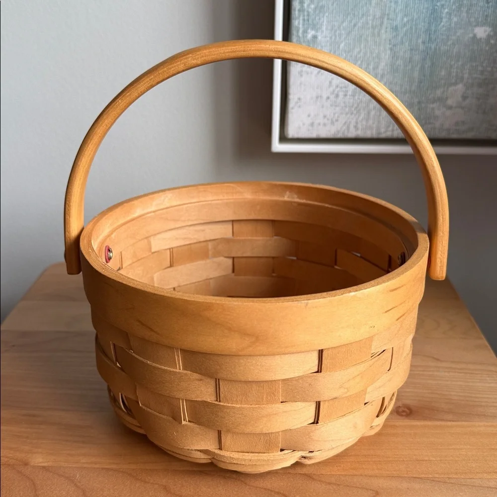 Handled Vintage Style Small Woven Light Brown Basket Perfect for Easter / Spring